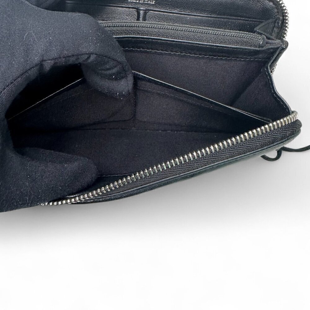 Jimmy Choo Long Black Leather Zippered Wallet, Silver Star Studs w/ Box - USED - Picture 12 of 15